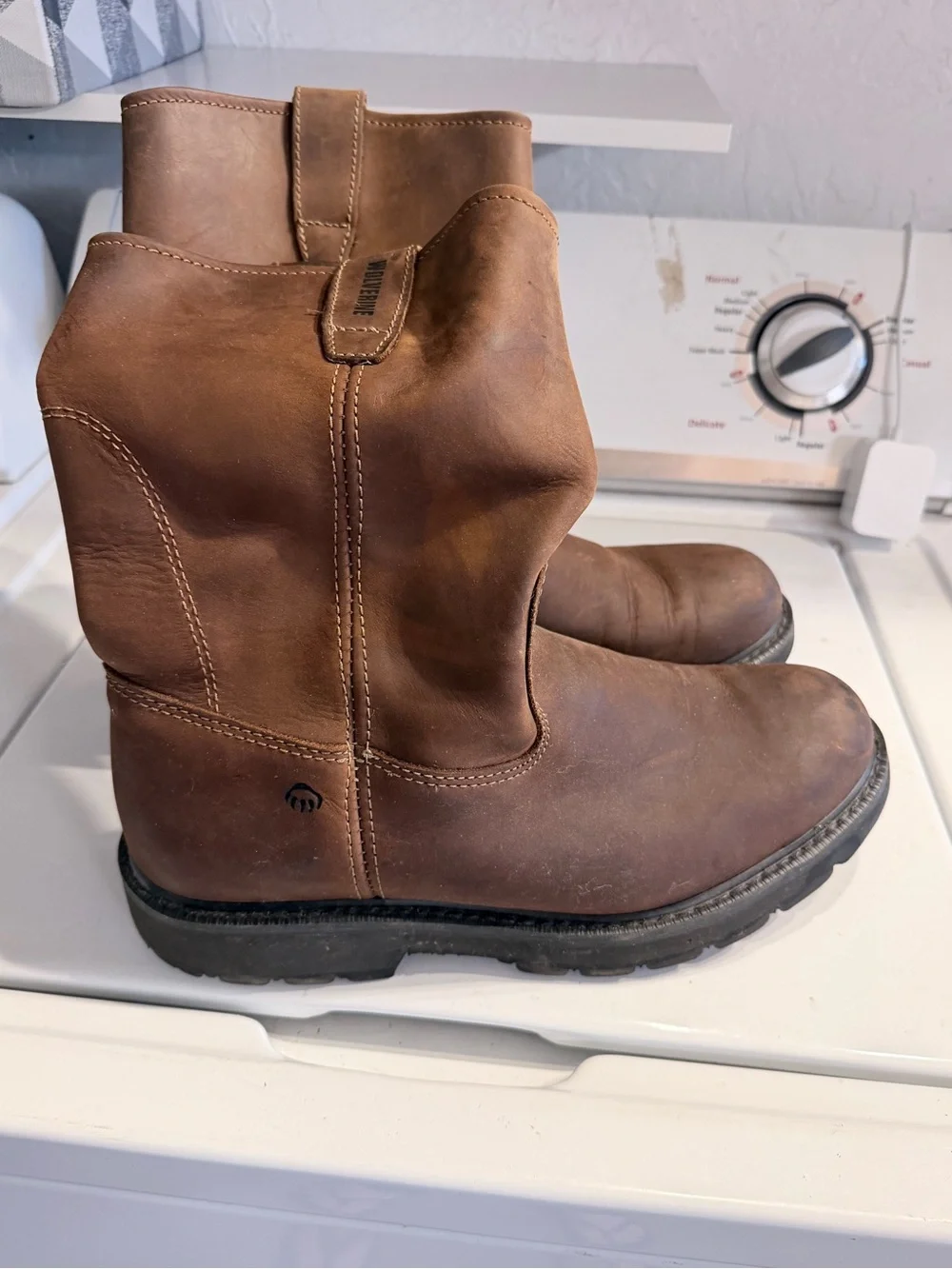 Wolverine Brown Leather Pull-On Work Boots